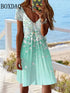Short Sleeve Women's Casual Loose V-Neck Summer Dress Plus Size Fashion Print Party Dress